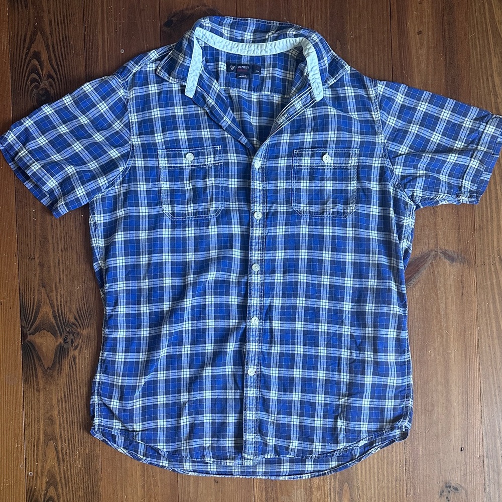 Daniel Cremieux Collection Blue & White Plaid Casual Button down Shirt Large